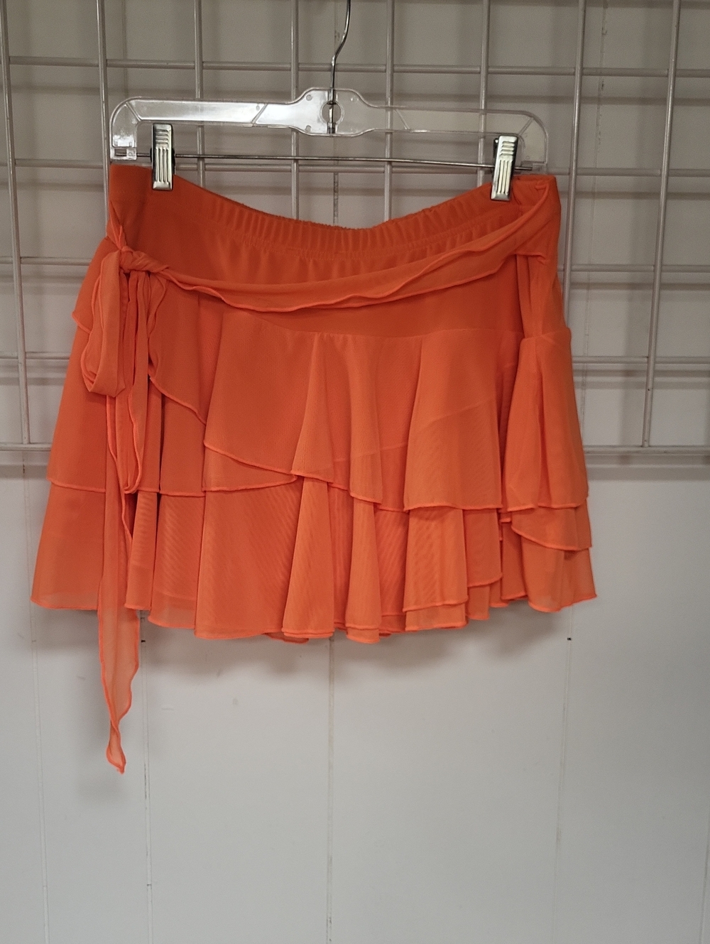 Tiered Ruffle Mini Skirt - Bright Orange, L